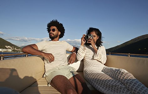 Couple on a boat on vacation