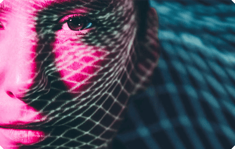 A lady with AI shadow on face