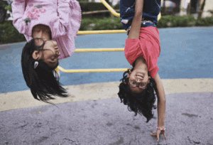 Two girls playing