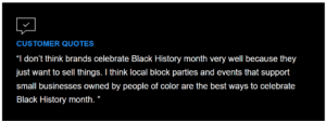 Customer Quote - Black History Month Marketing Campaign - Screenshot