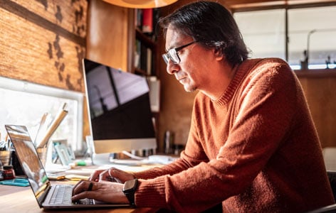 A man working on a laptop