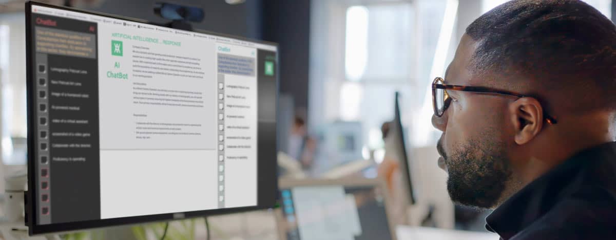 A person watching AI Chatbot screen