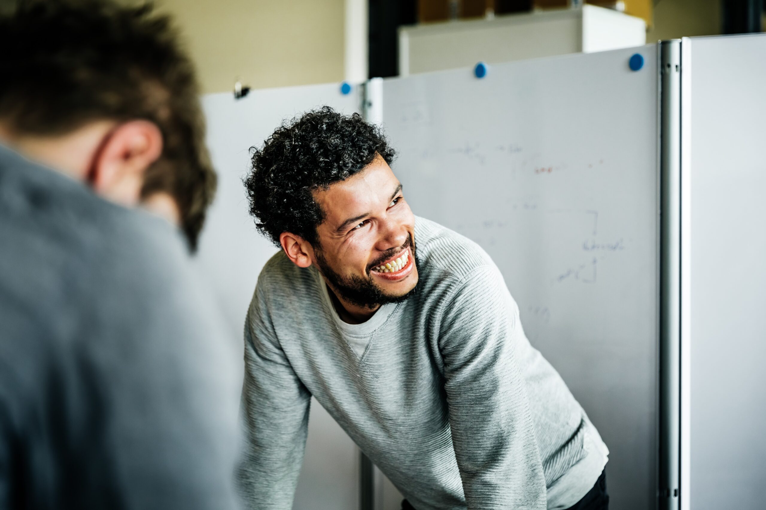 Smiling businessman during a meeting