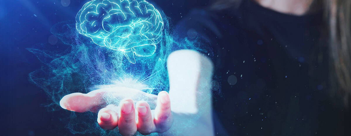 Hand with a AI-brain