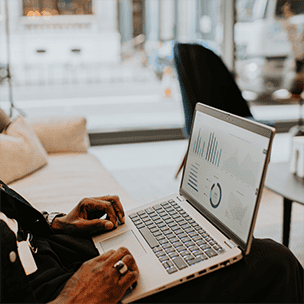 Data analytics on someone's computer screen