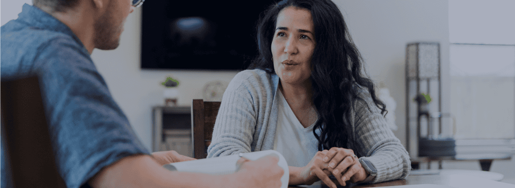 Woman interviewing another person