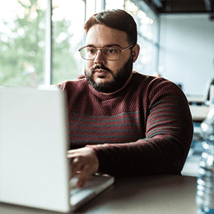 Person working on a laptop