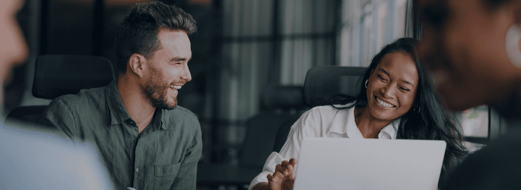 Group of professionals happy at work