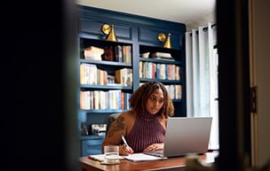 Woman working in home office