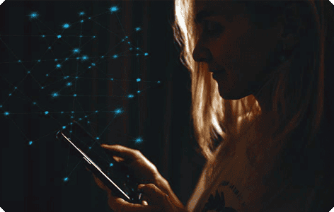 Woman on phone using AI