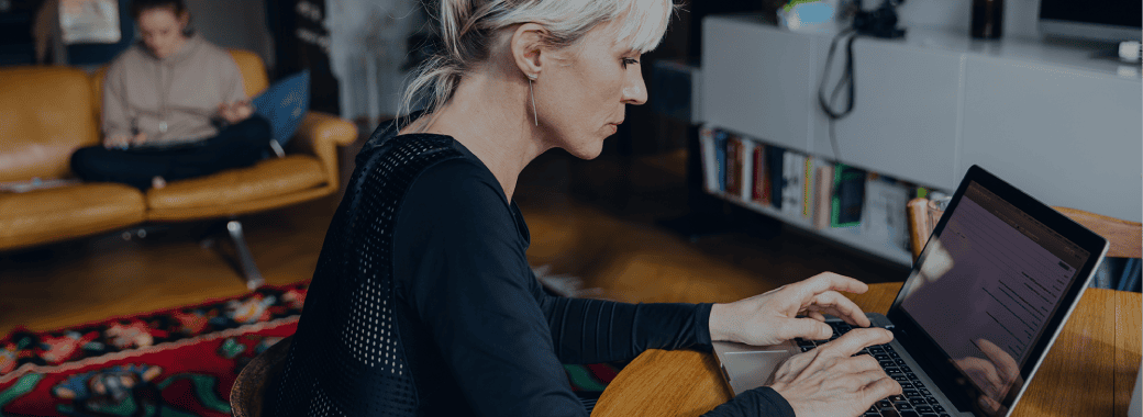 Woman on computer at home