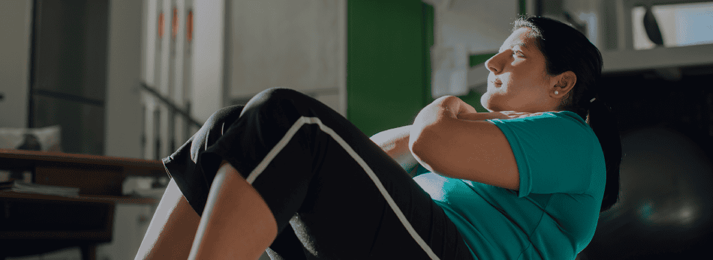 Woman working out at home