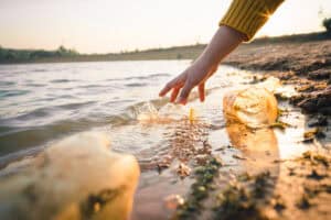 A hand touching water