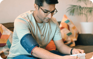A man measuring his blood pressure