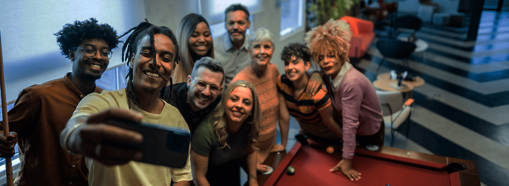 Coworkers playing pool