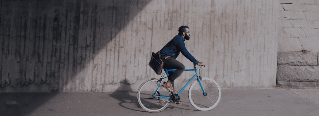 Man Biking to Work