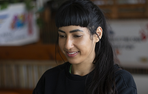 Insight professional working in a coffee shop