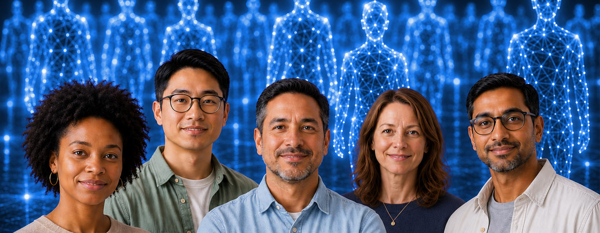 5 humans standing together